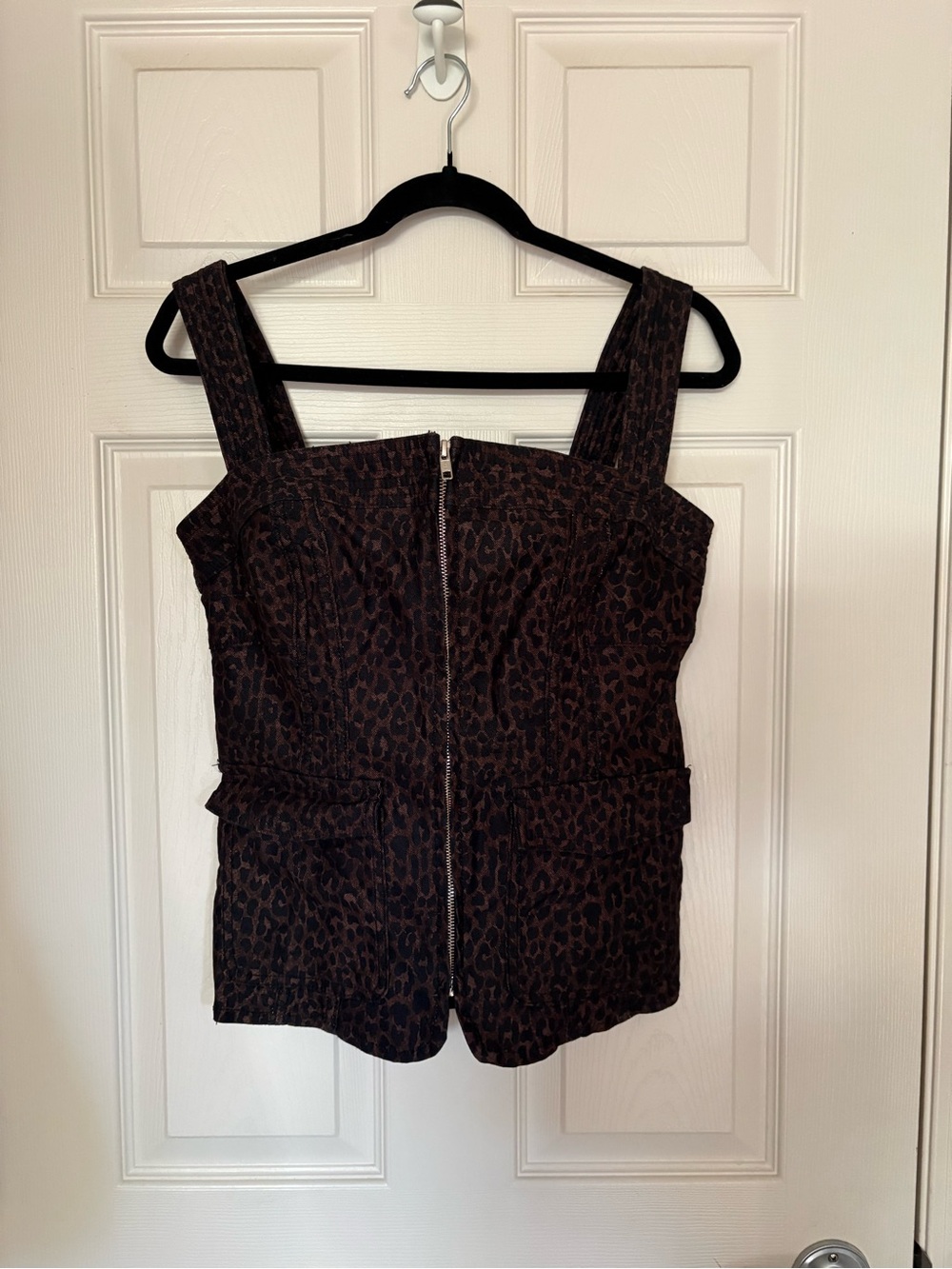 Pilcro Brown Leopard-Print Zip-Front Cami